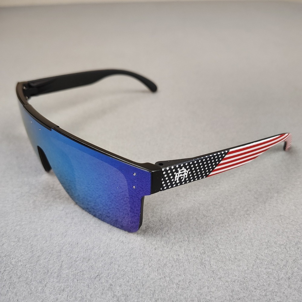 Sunglasses Blue Tint Mirror USA Frame W/ Case Biker Boating New Rebel Reaper